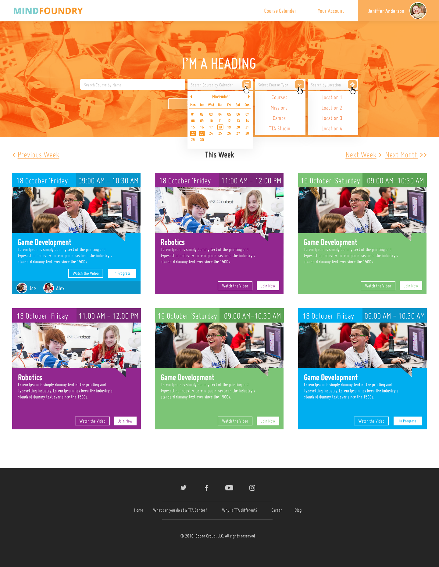 Course Calendar Mockup