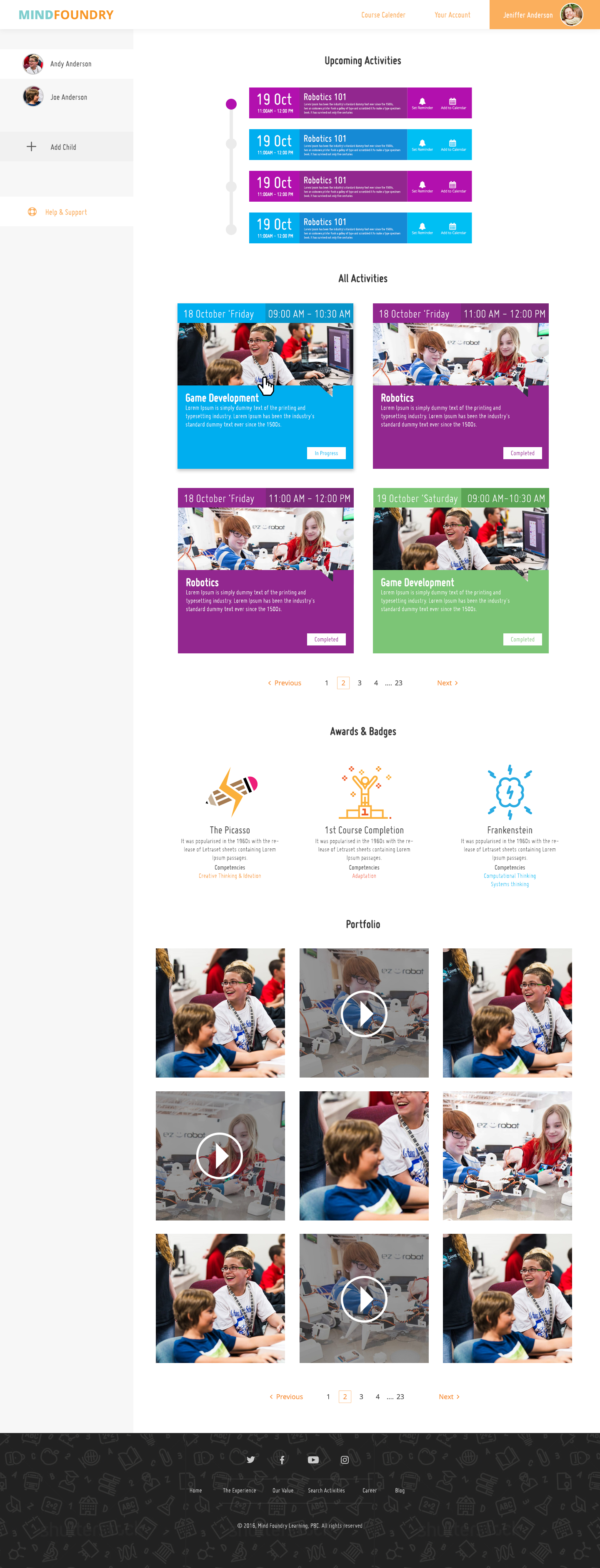 Parent Dashboard Mockup