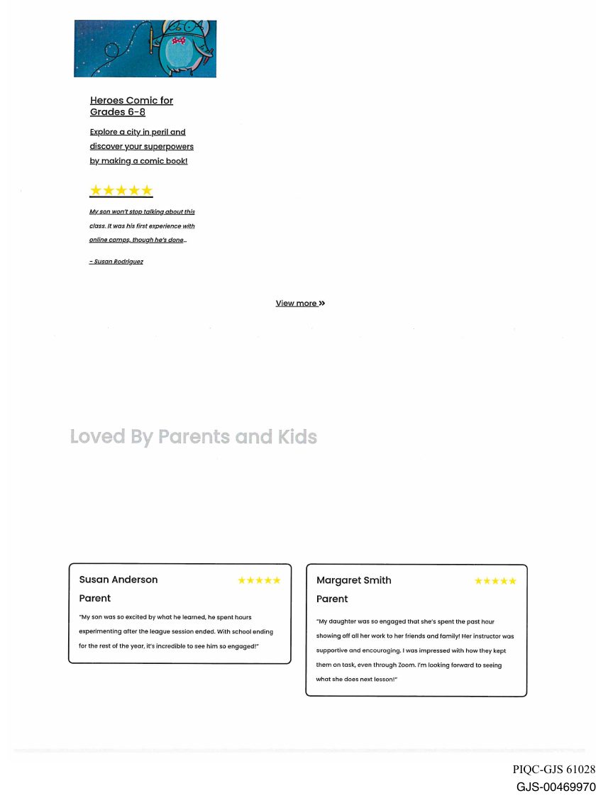 Government exhibit GJS-00469970: parent testimonials